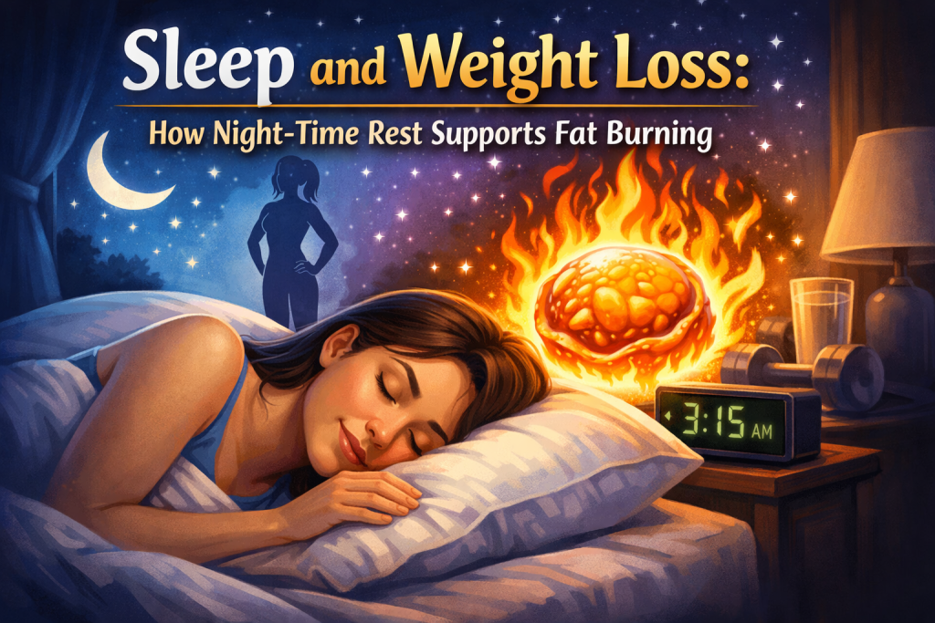Sleep and weight loss connection showing night-time metabolism and fat burning